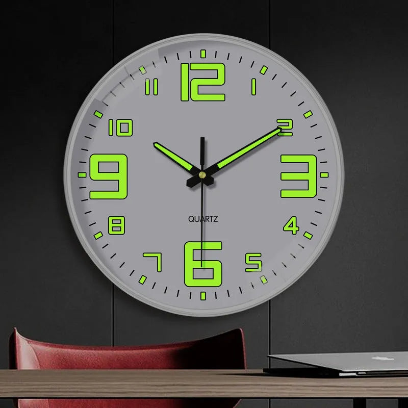 20cm diameter luminous wall clock with plastic modern shell in various colour options