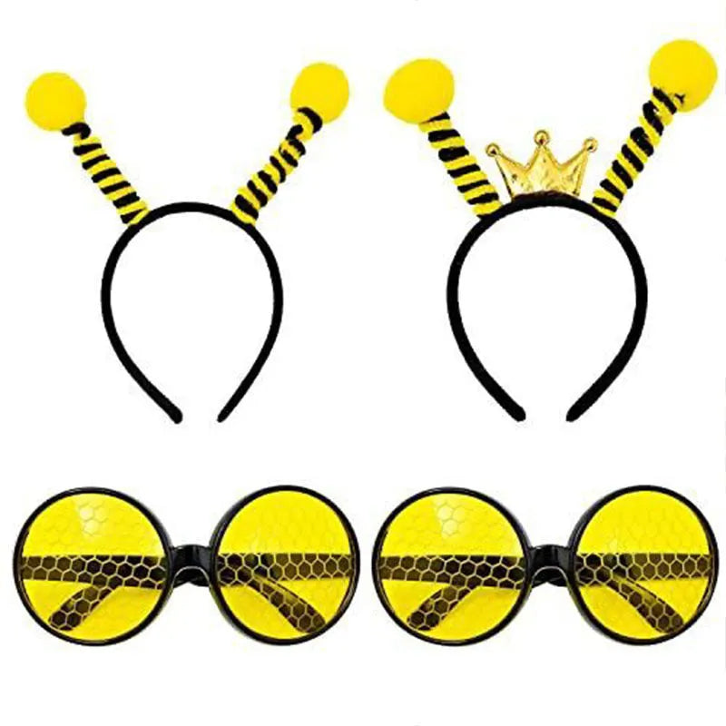 Yellow bees fancy dress headband and glasses costume set with insect designs