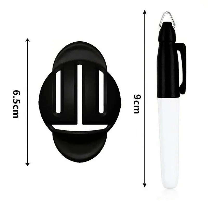 Golf putter alignment training tool set with plastic scribers and a drawing pen