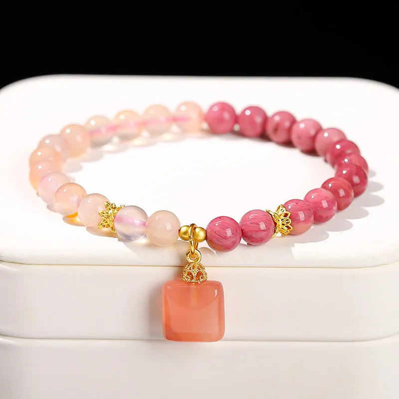 Handmade green crystal jade bracelet in New Chinese style for women.