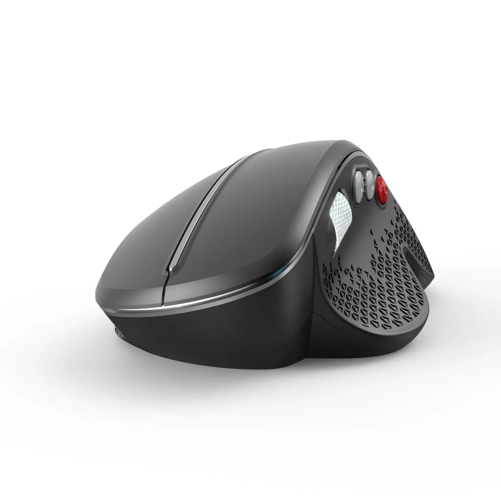 T32 wireless vertical ergonomic mouse with aluminium side roller in black matte texture