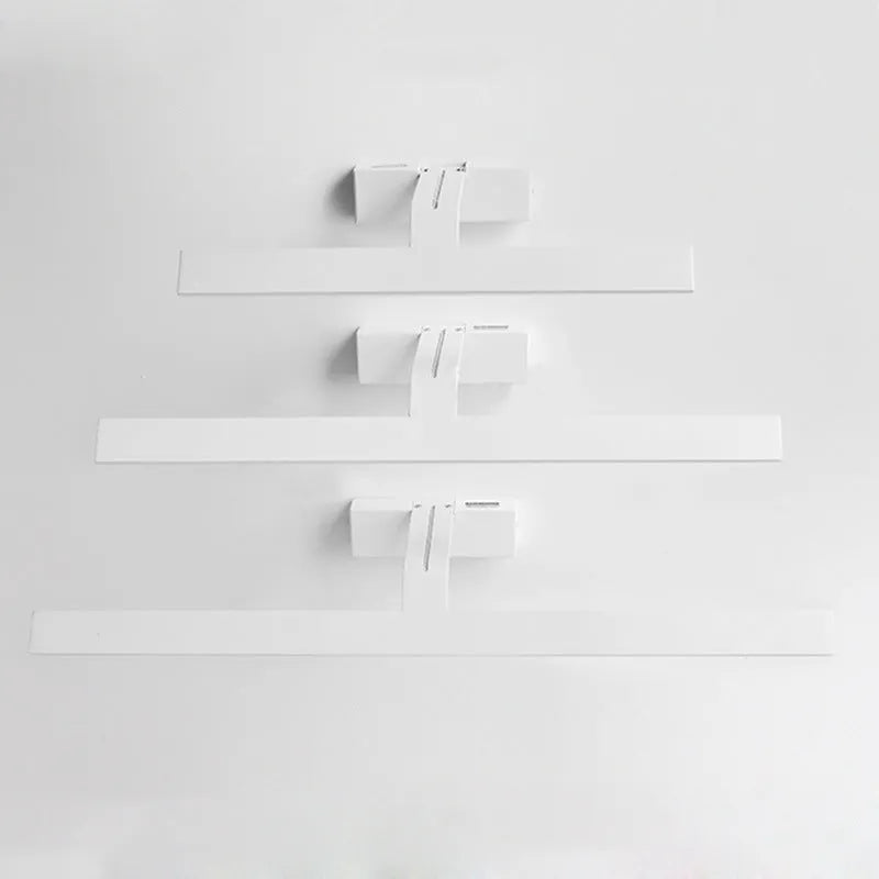 White rectangular LED bathroom mirror headlight showing three colour lighting options.