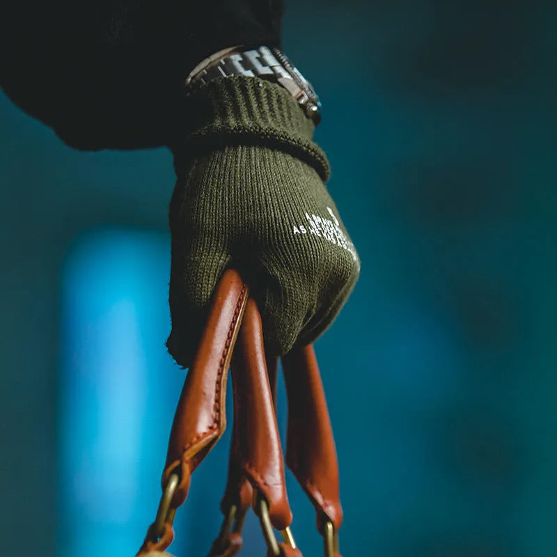 Men's winter cycling gloves in polyester free size black and green for outdoor biking