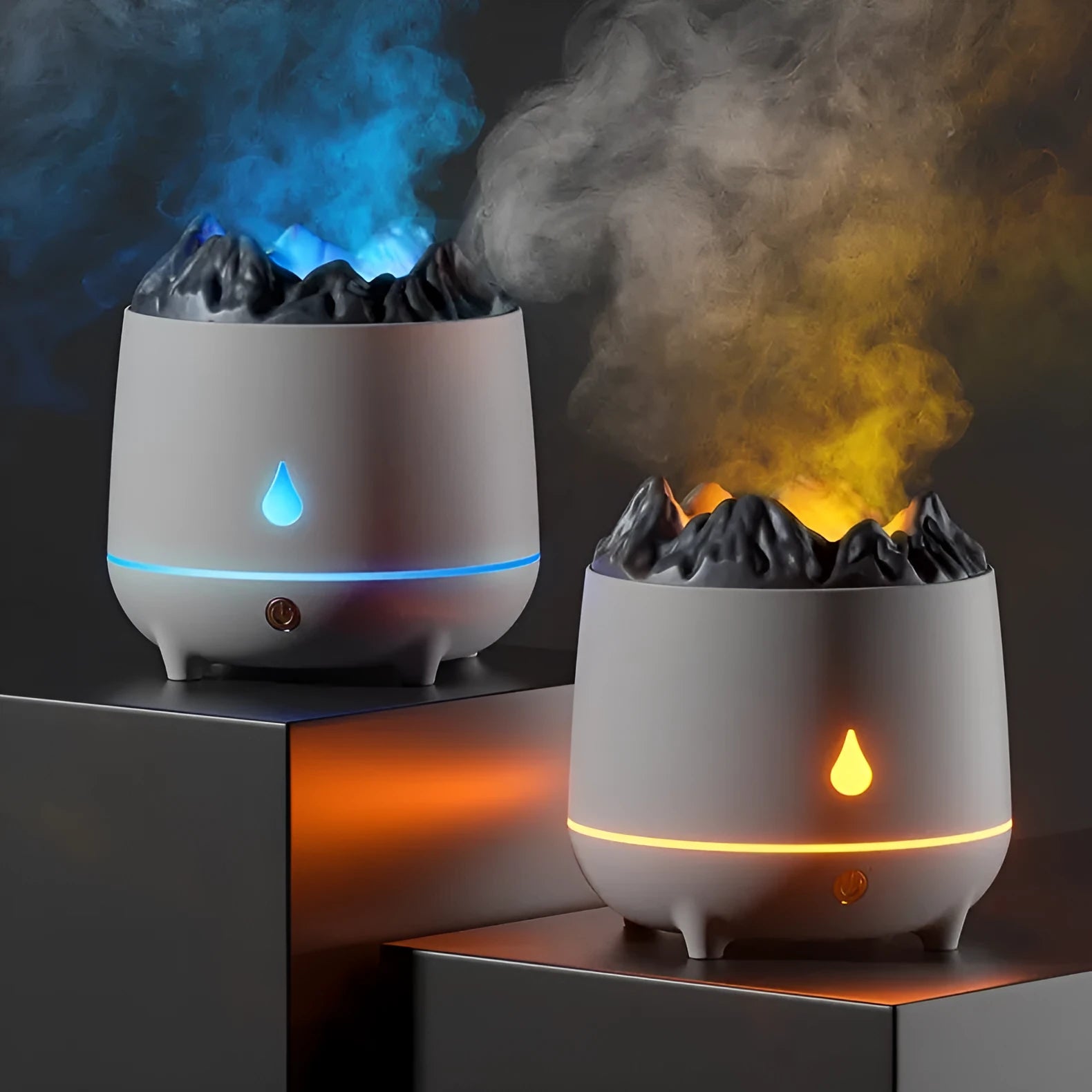 Volcano design humidifier aromatherapy diffuser in white or black with USB connection