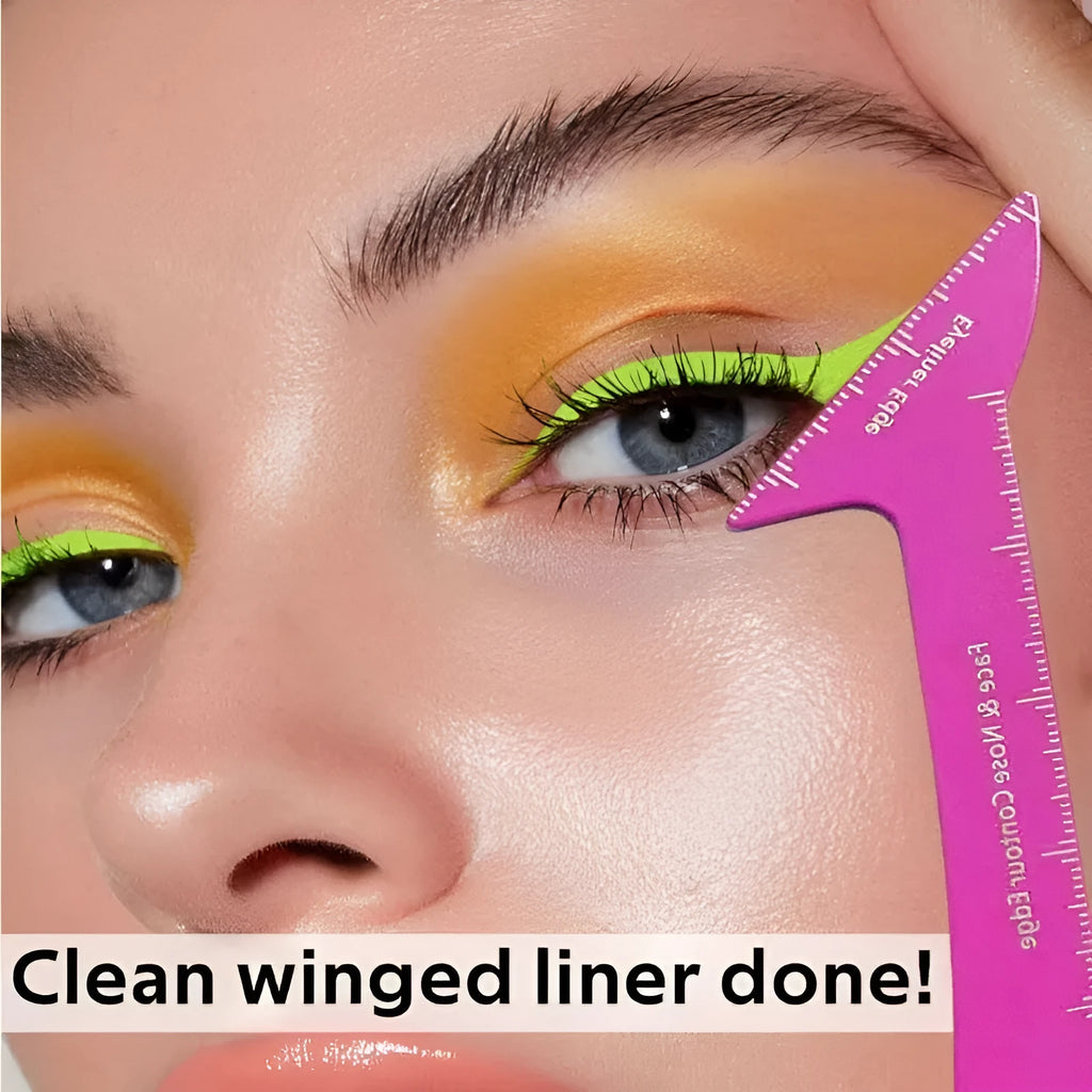 Reusable 3-in-1 eyeliner and contour stencil tool for hooded eyes in pink and LaserFX colours