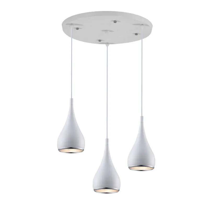 Iron restaurant chandelier ceiling lamp in black white or chrome finish with single or three head configuration
