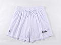 Men's black double-layer mesh sport shorts laid flat, showing mesh panelling and elasticated waistband.
