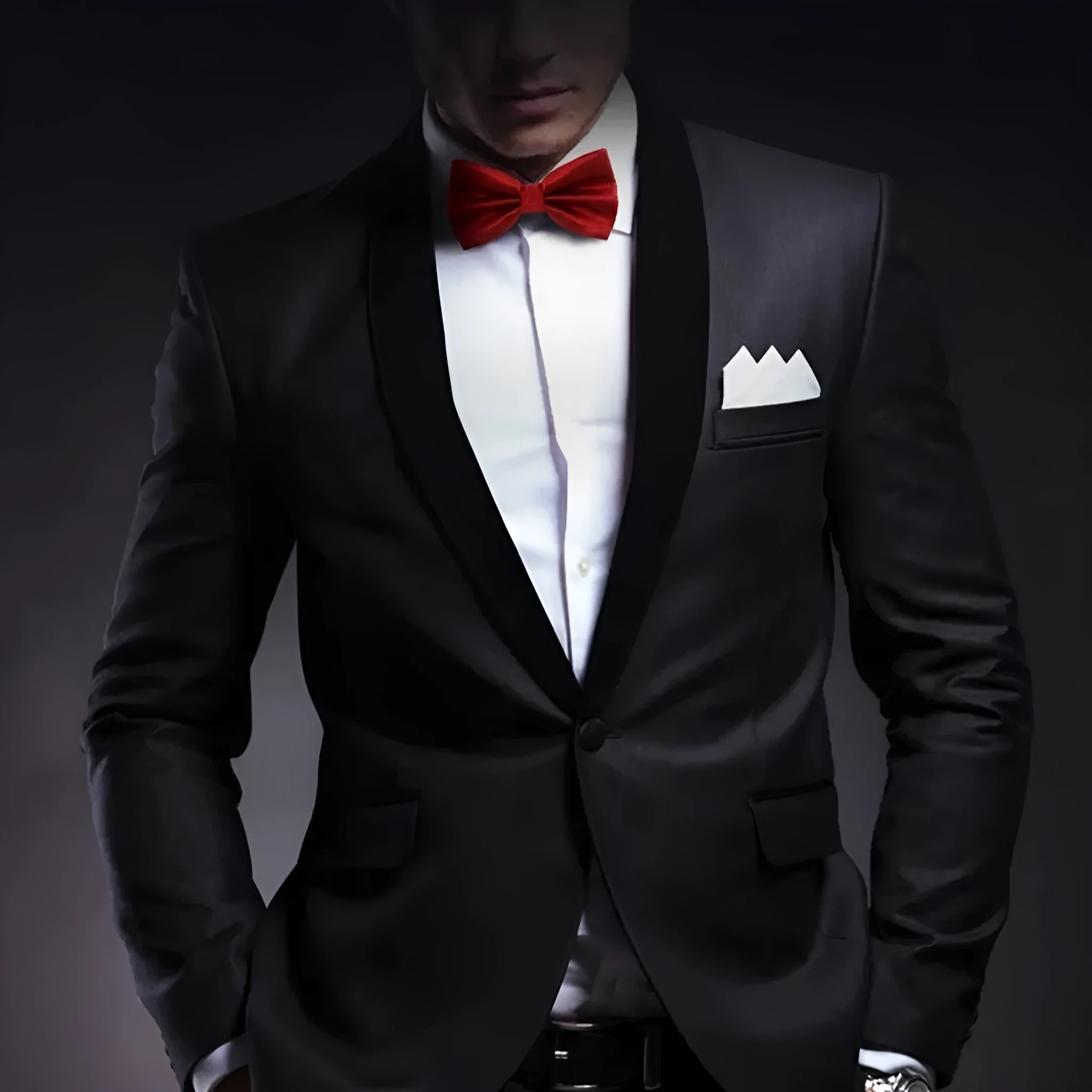 Flat-head polyester bow tie in a solid colour, shown with dimensions 12 cm by 6 cm.