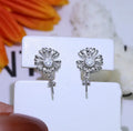 Pair of ornate baroque flower design earring frames in sterling silver, shown in gold and silver colour options.
