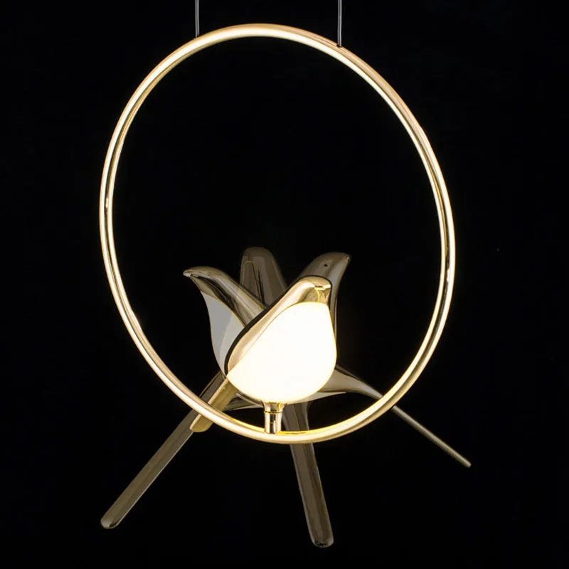 Modern minimalist magpie bird silhouette chandelier ceiling light in zinc alloy and acrylic