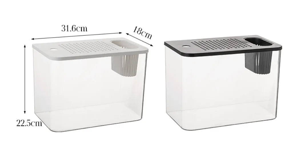 Medium-sized plastic betta fish tank with cover in black or white colour