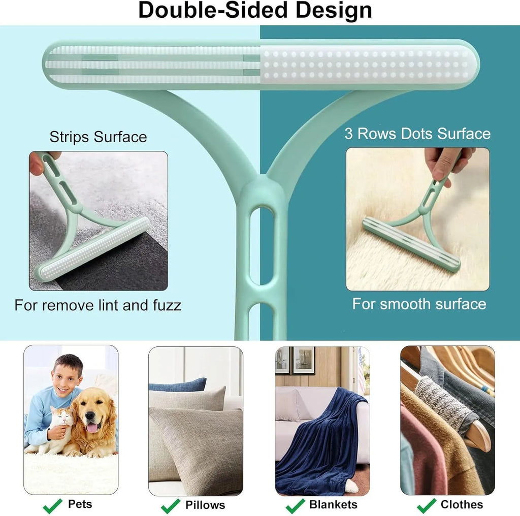 Three-piece pet hair remover set with copper head tool, silicone brush and round cleaner