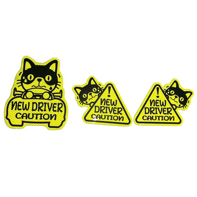 Set of three magnetic reflective animal stickers for vehicle safety marking