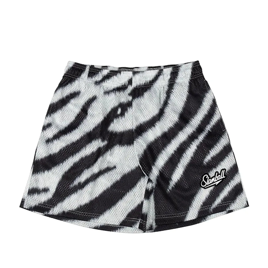 Men's leopard print fitness training shorts made from quick-drying polyester fabric