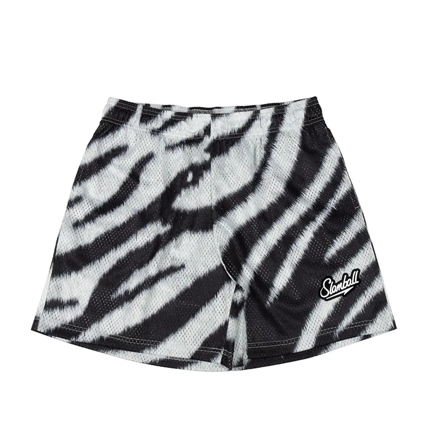 Men's leopard print fitness training shorts made from quick-drying polyester fabric