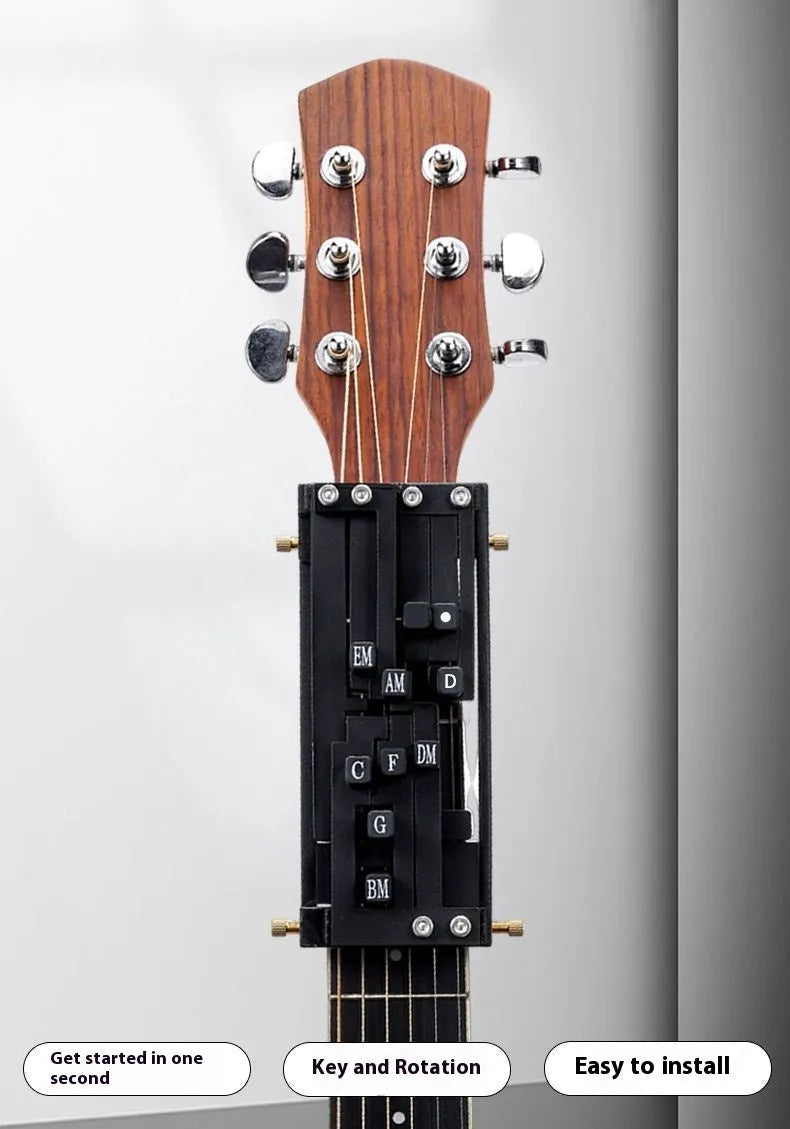 Black automatic chord practice device for folk guitar second chord training with double chord mechanism
