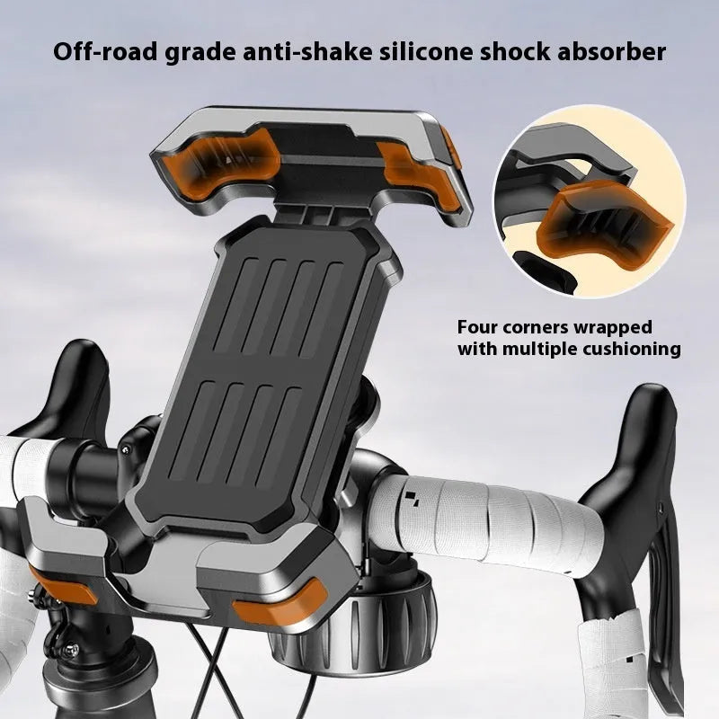 Black ABS plastic bicycle handlebar mount for mobile phone navigation.