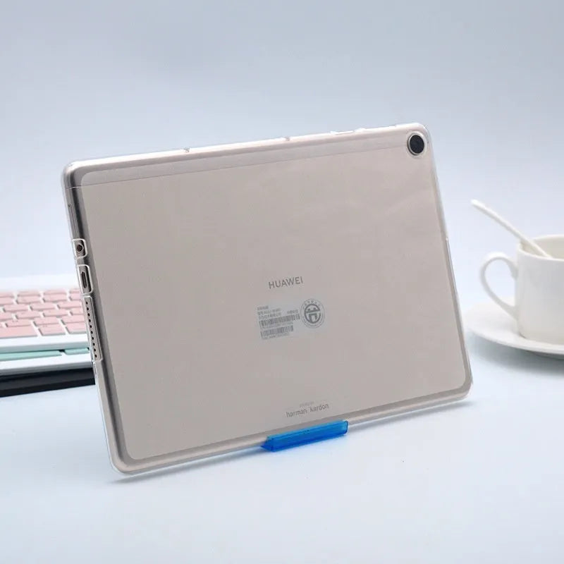 Clear transparent white ultra-thin silicone and TPU protective case for tablets.