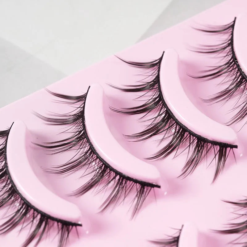 Three styles of manga false eyelashes for anime cosplay and Korean makeup in natural slim wispy length
