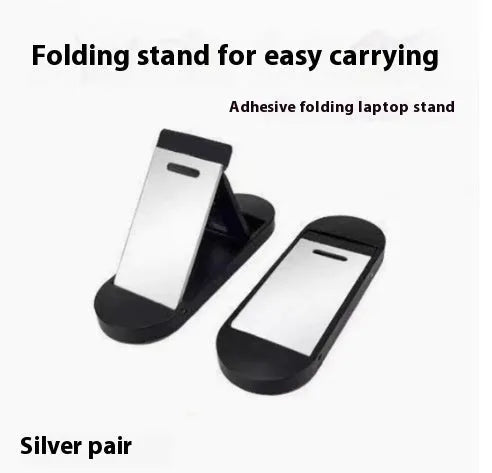 Invisible foldable aluminium alloy laptop bracket showing compact 4.8cm size and folding mechanism