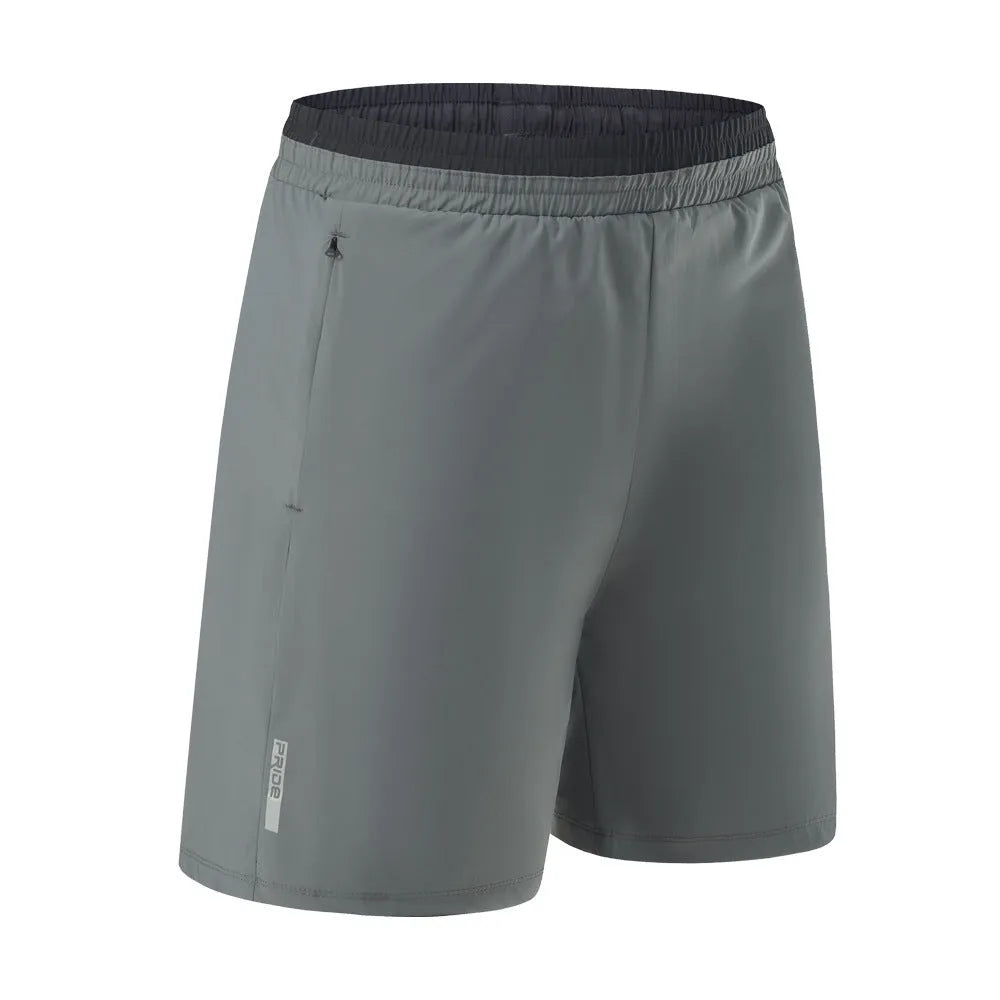 Men's grey loose ice silk quick-dry cropped pants showing mid-calf length and sportswear styling