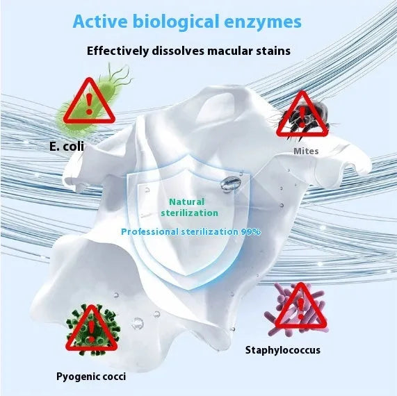 Biological enzyme bubble powder laundry detergent bottle for stain removal on down and wool.