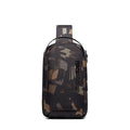 Men's oxford cloth shoulder bag with USB charging port in blue colour with letter pattern design