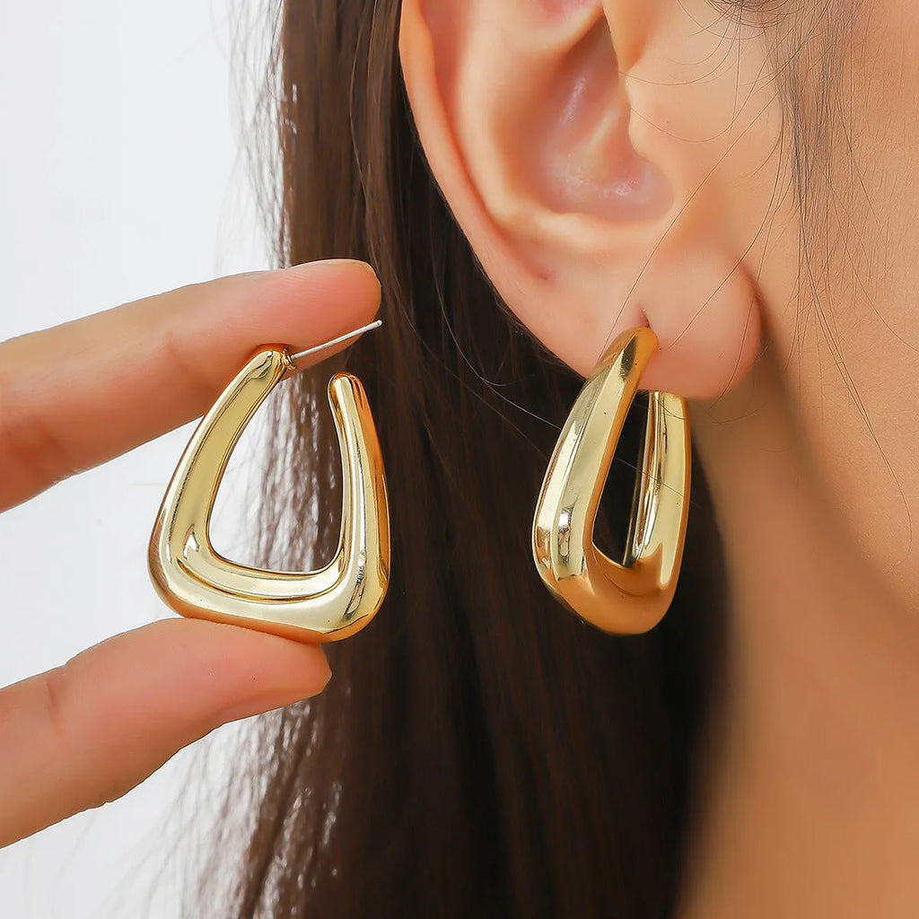 Acrylic water drop earrings with electroplated glossy finish, geometric simple design