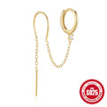 S925 sterling silver ear studs with diamond flower tassel chain design in electroplated golden colour