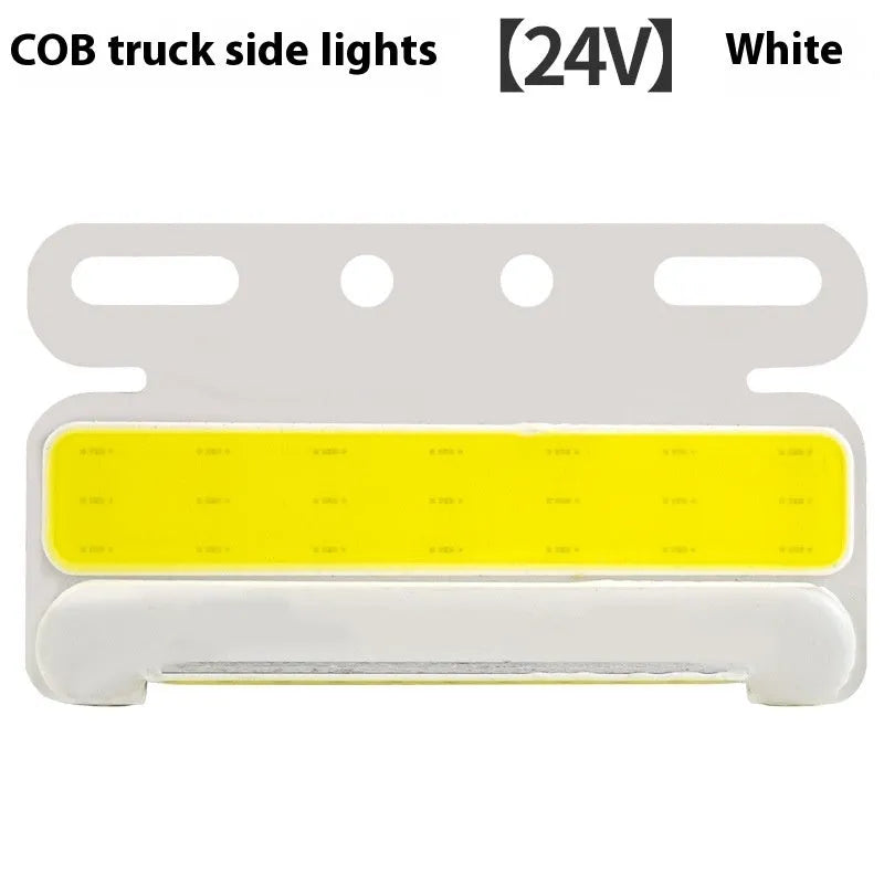 Waterproof aluminium housing COB LED truck side light for 12V and 24V systems in five colour options.