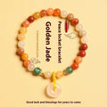 Handmade Chinese bracelet with Jinsi jade safety buckle and 6mm natural stone beads