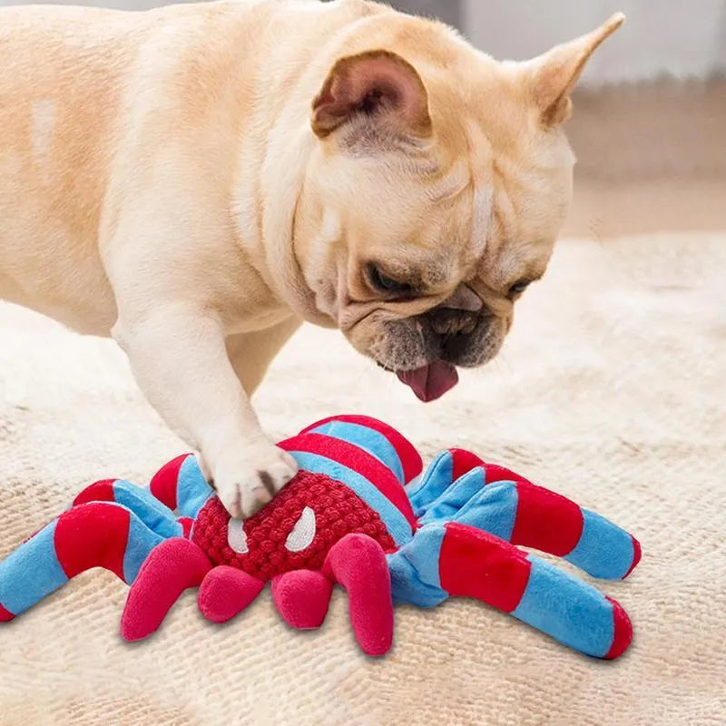 Red bite-resistant teddy dog toy for medium to large breed chewing and interactive play