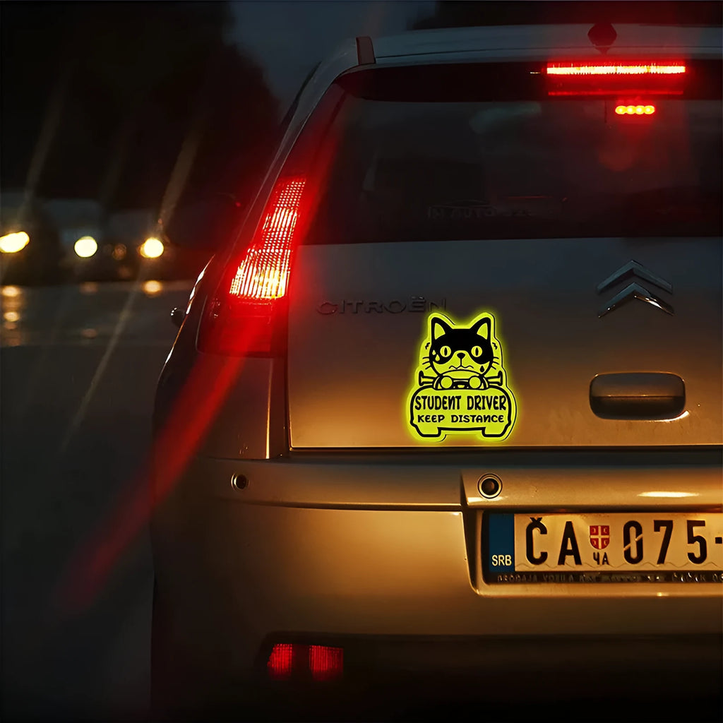 Set of three magnetic reflective animal stickers for vehicle safety marking