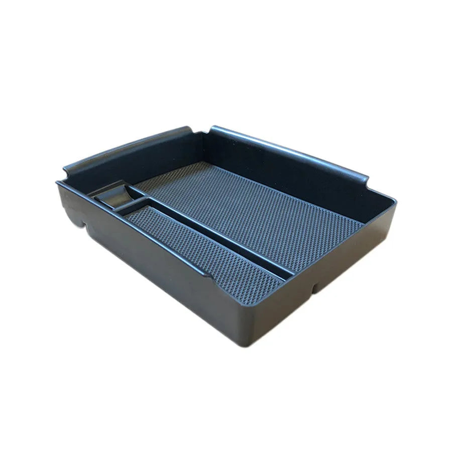 Black wireless charging storage box with Qi compatibility and ABS construction