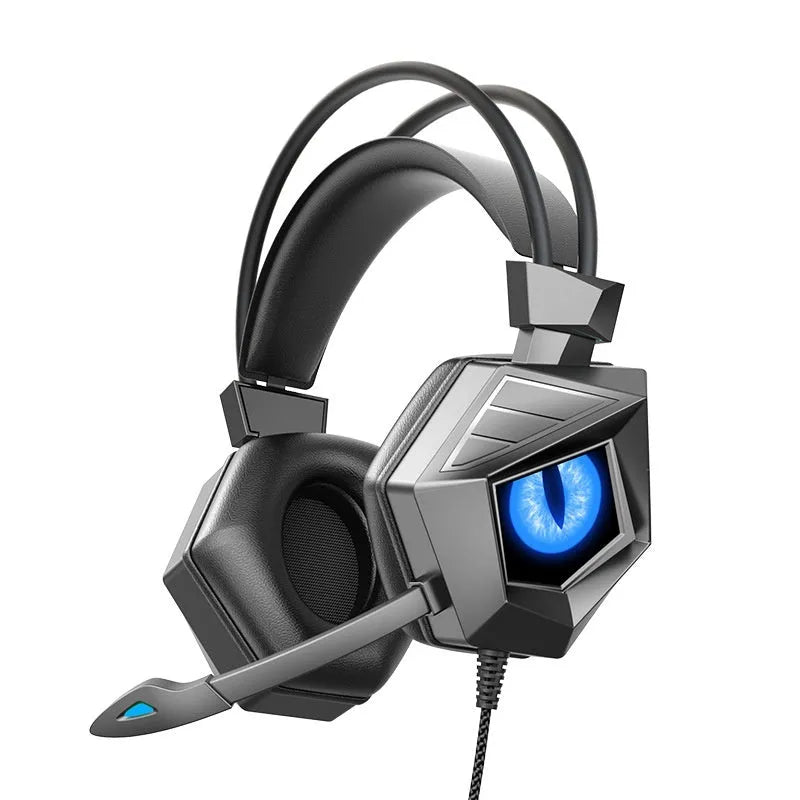 SY-G15 wired gaming headset with breathing LED lights, braided cable, and microphone for e-sports