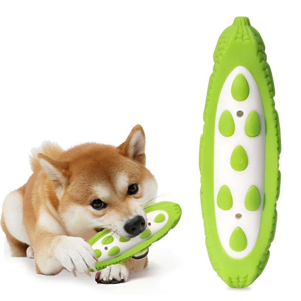 Green durable rubber dog chew toy with meat scent for large dogs and aggressive chewers