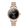 AK38 ladies smart watch with stainless steel band and 1.09-inch colour screen.