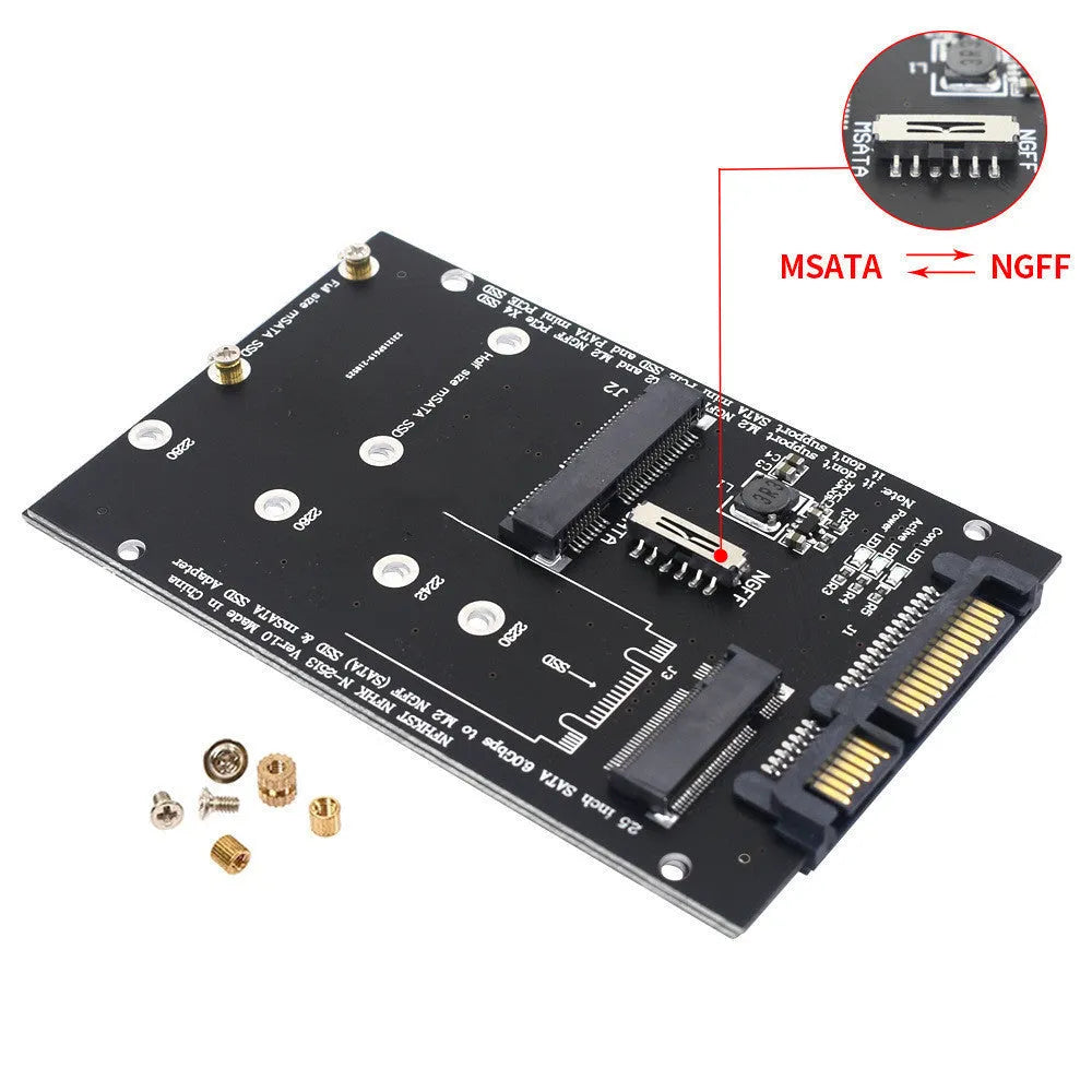 SATA3 to M2 NGFF MSATA SSD conversion adapter card in black or blue colour options