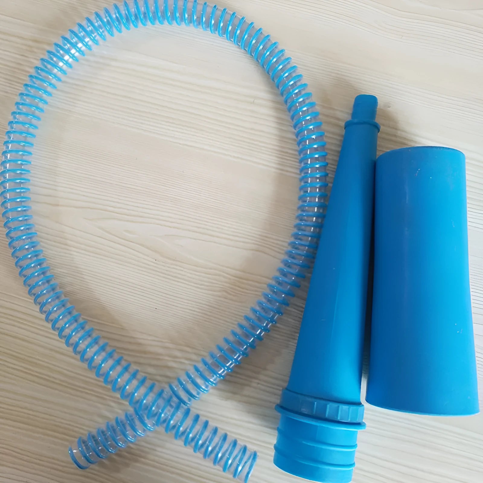 Blue plastic suction pipe cleaner with round head for washing machine dust removal