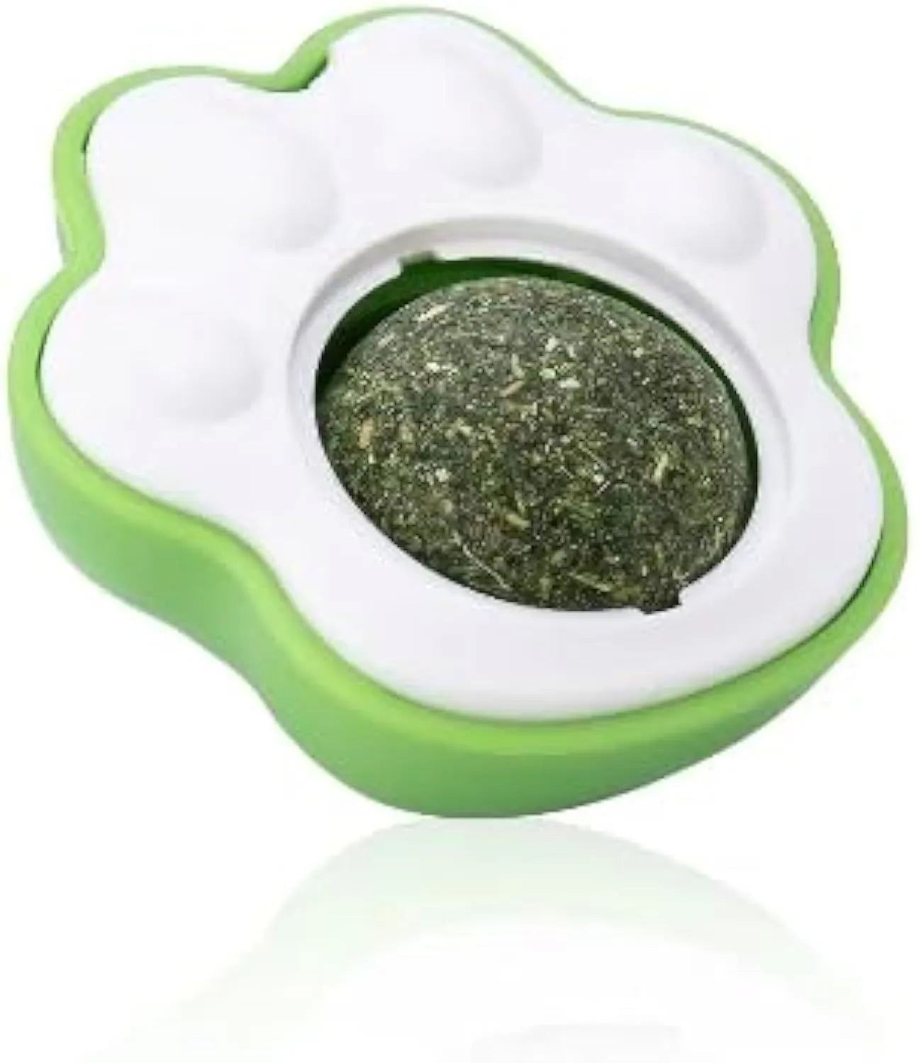 Blue, green and pink catnip ball toys for interactive play and dental cleaning