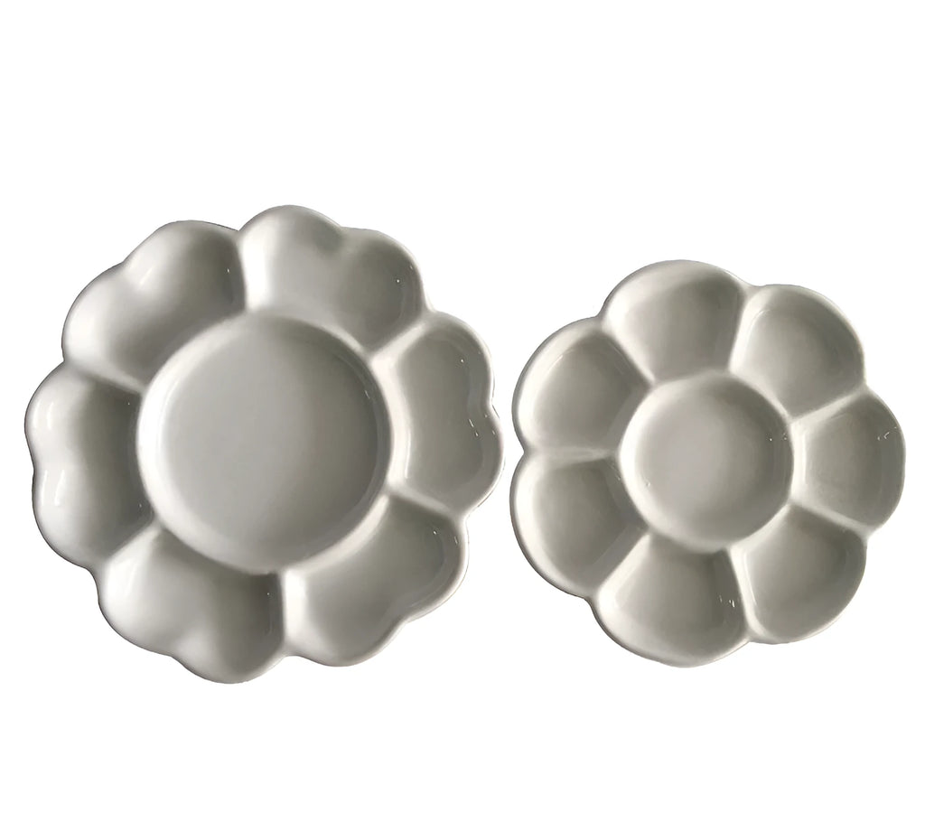 White ceramic plum blossom painting palette for watercolour acrylic and oil artists