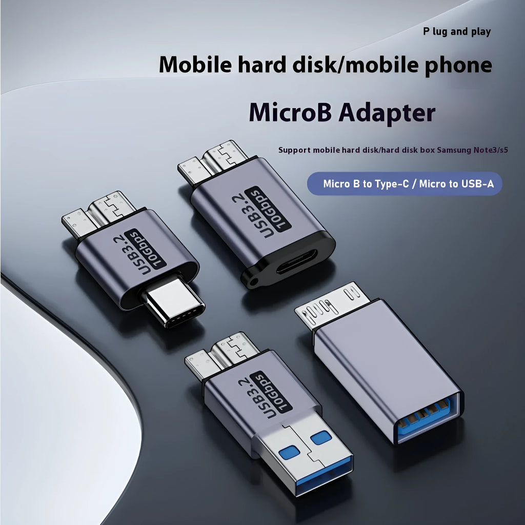 USB Type-C and USB-A to Micro B adapter for data transfer and charging compatible with mobile phones and hard drives