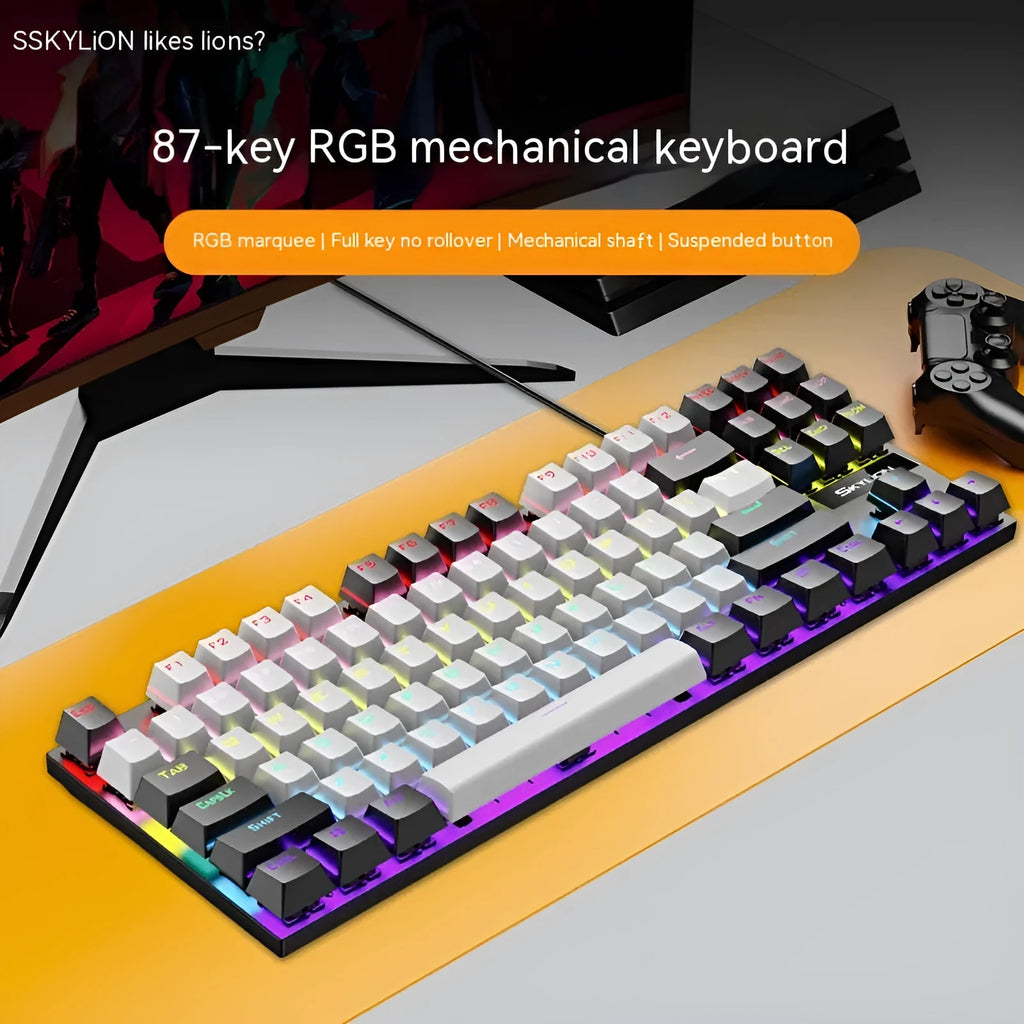 K87 mechanical keyboard with choice of green or red axis switches in compact 87-key layout with metal construction