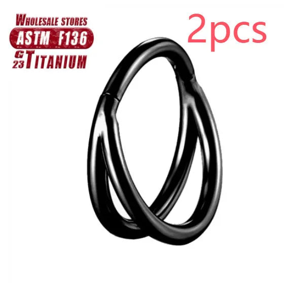 Titanium alloy fork nose ring jewellery shown in multiple colour options and sizes