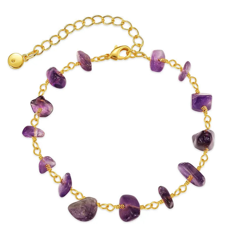 Women's turquoise bracelet with irregular gravel design in 18K copper with geometric crystal setting