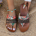 Plus size artificial PU flip-flops in black rose colour with rubber sole, EU size 39