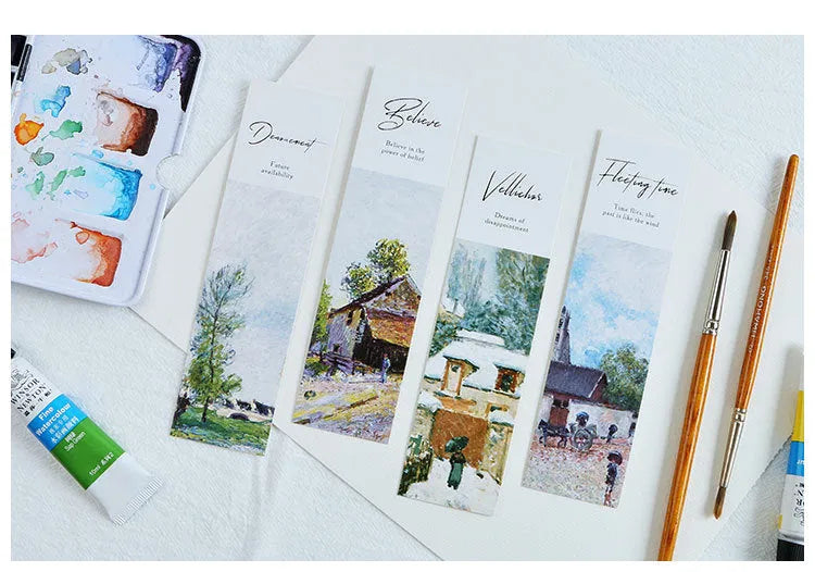 30 sheets of white cardboard bookmarks showing four design themes including Phantom of the Opera and Salt of Life
