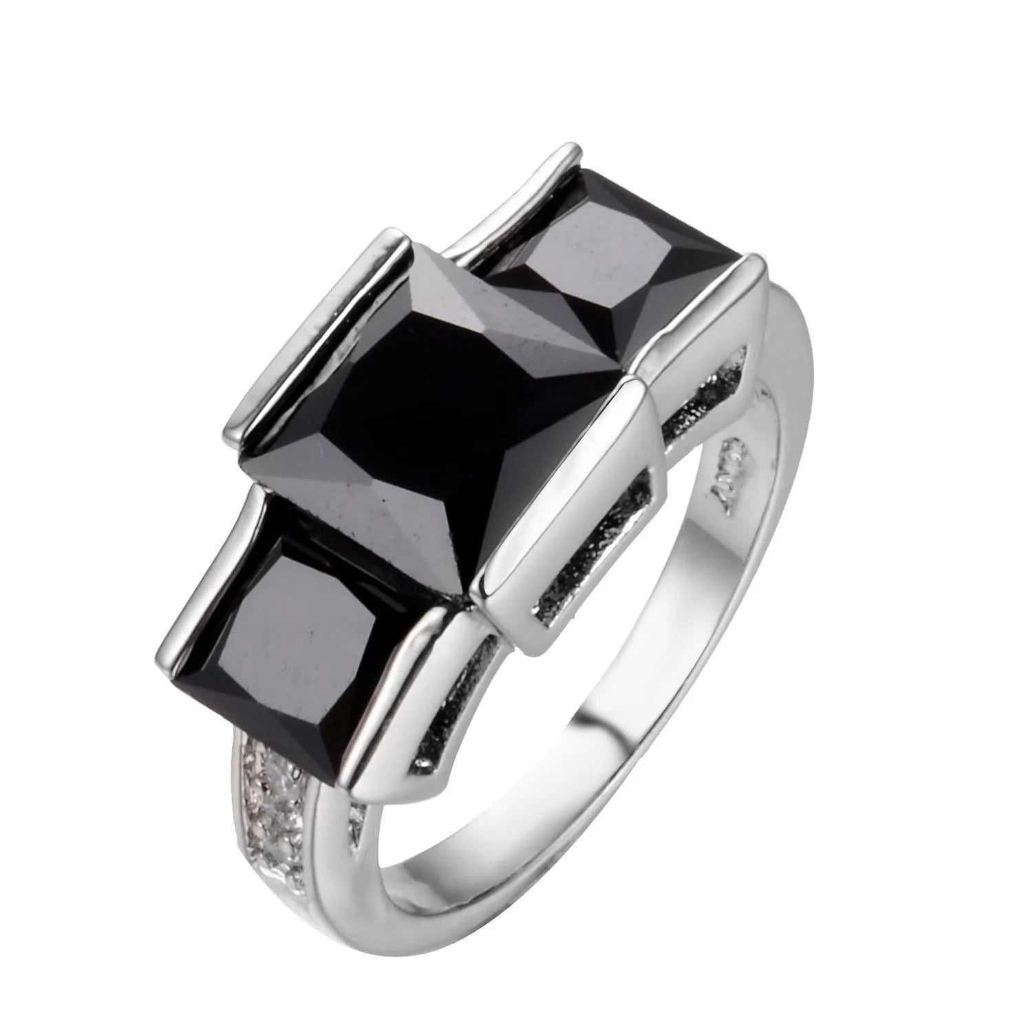 A colourful electroplated copper women's ring with a geometric design, shown in multiple colour options.