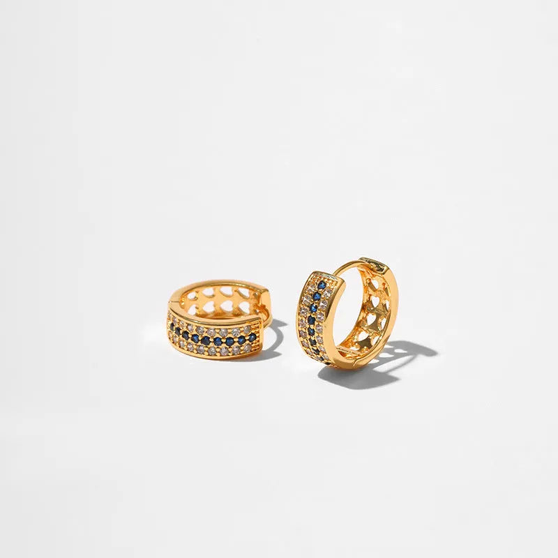 Round geometric women's earrings in electroplated copper with 18K gold tone KE1268 colour