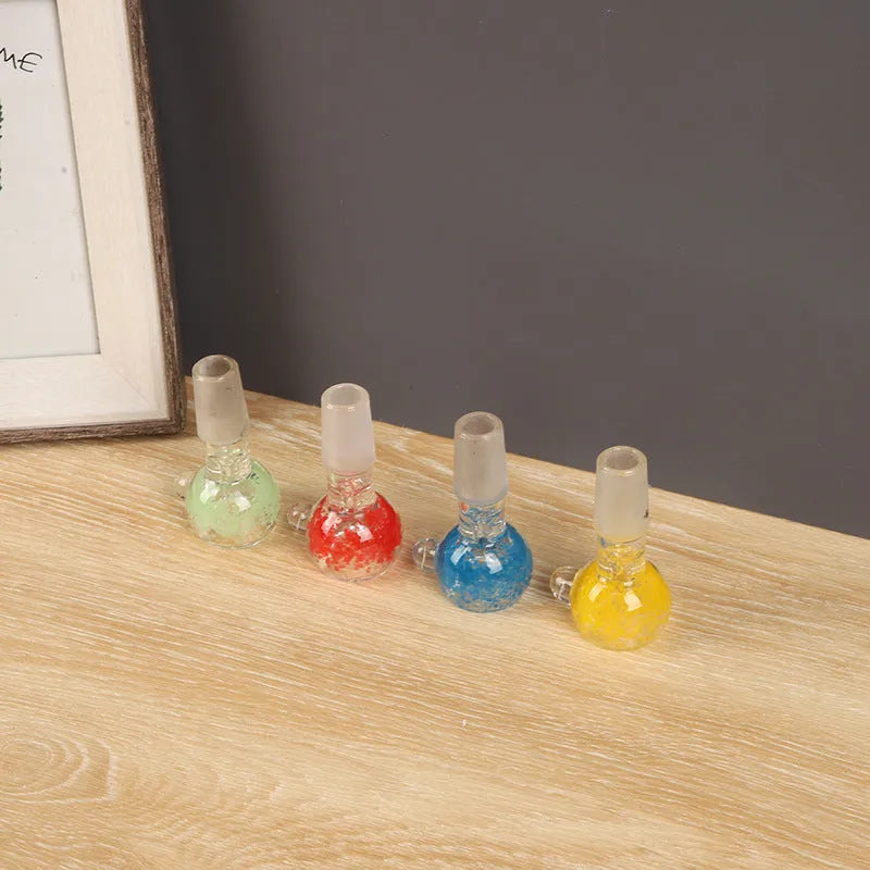 7cm coloured glass trumpet pipe with geometric shape in blue, green, red, and yellow options